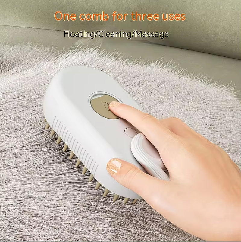 Pet Electric Spray Comb for Cats and Dogs - Hair Removal and Massage Brush with One-Key Spray Function