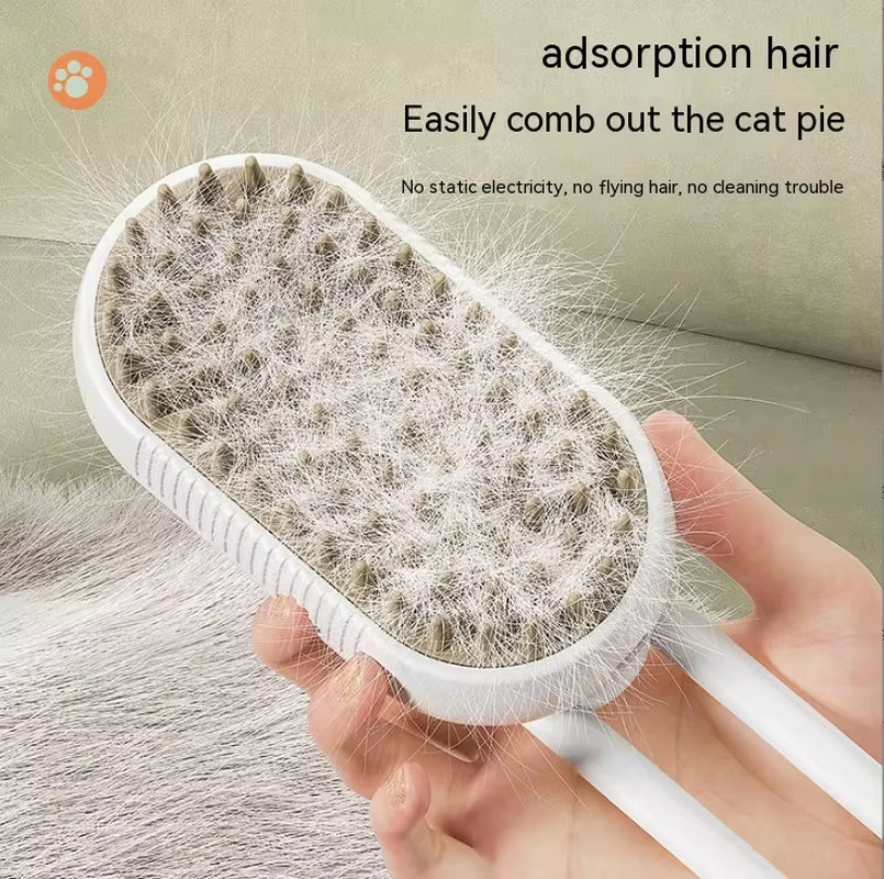 Pet Electric Spray Comb for Cats and Dogs - Hair Removal and Massage Brush with One-Key Spray Function