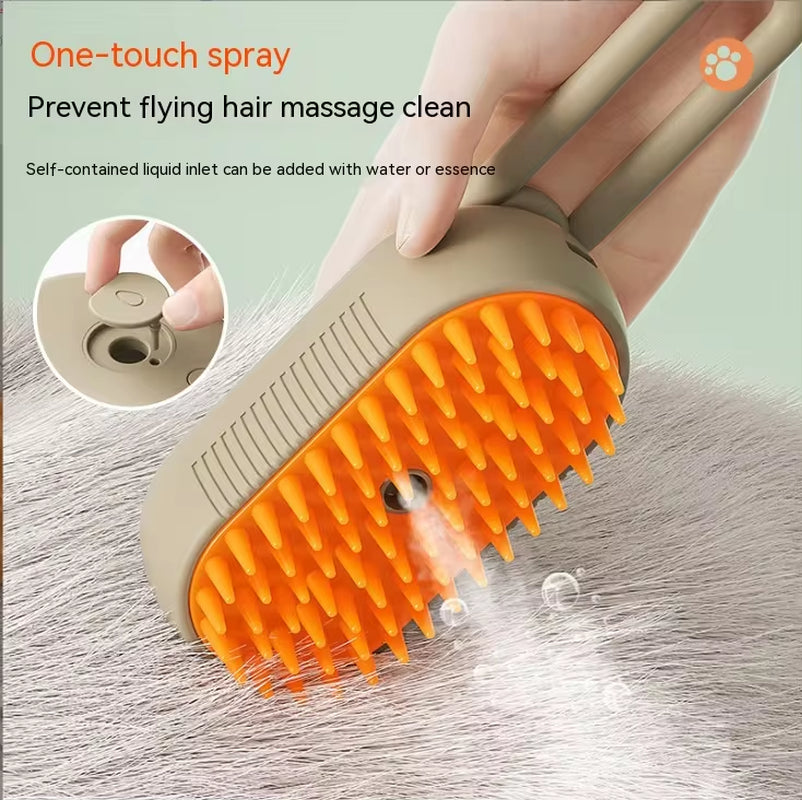 Pet Electric Spray Comb for Cats and Dogs - Hair Removal and Massage Brush with One-Key Spray Function