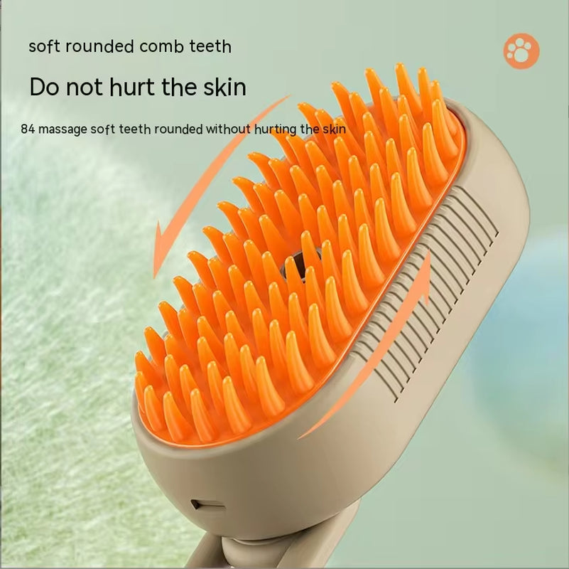 Pet Electric Spray Comb for Cats and Dogs - Hair Removal and Massage Brush with One-Key Spray Function